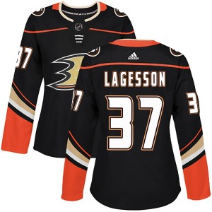 Women's Anaheim Ducks William Lagesson Adidas Authentic Home Jersey - Black