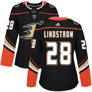Women's Anaheim Ducks Gustav Lindstrom Adidas Authentic Home Jersey - Black