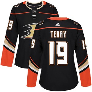 Women's Anaheim Ducks Troy Terry Adidas Authentic Home Jersey - Black