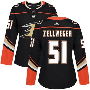 Women's Anaheim Ducks Olen Zellweger Adidas Authentic Home Jersey - Black