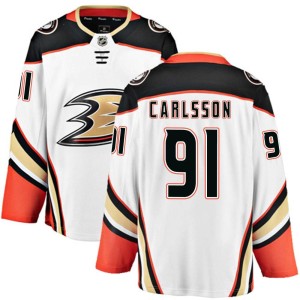 Men's Anaheim Ducks Leo Carlsson Fanatics Branded Breakaway Away Jersey - White
