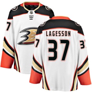 Men's Anaheim Ducks William Lagesson Fanatics Branded Breakaway Away Jersey - White