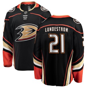 Men's Anaheim Ducks Isac Lundestrom Fanatics Branded Breakaway Home Jersey - Black