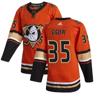Men's Anaheim Ducks Jean-Sebastien Giguere Adidas Authentic Alternate Jersey - Orange