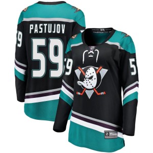 Women's Anaheim Ducks Sasha Pastujov Fanatics Branded Breakaway Alternate Jersey - Black