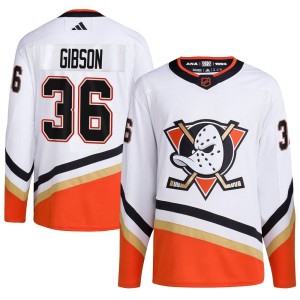 Men's Anaheim Ducks John Gibson Adidas Authentic Reverse Retro 2.0 Jersey - White