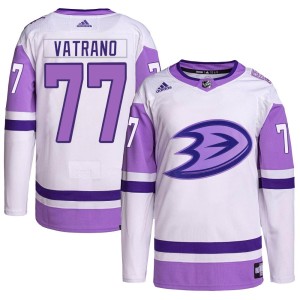 Youth Anaheim Ducks Frank Vatrano Adidas Authentic Hockey Fights Cancer Primegreen Jersey - White/Purple