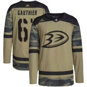 Men's Anaheim Ducks Cutter Gauthier Adidas Authentic Military Appreciation Practice Jersey - Camo
