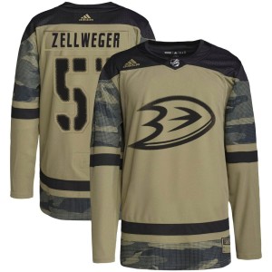 Men's Anaheim Ducks Olen Zellweger Adidas Authentic Military Appreciation Practice Jersey - Camo