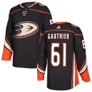 Men's Anaheim Ducks Cutter Gauthier Adidas Authentic Home Jersey - Black