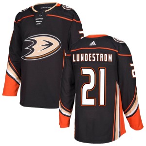 Men's Anaheim Ducks Isac Lundestrom Adidas Authentic Home Jersey - Black