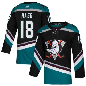 Men's Anaheim Ducks Robert Hagg Adidas Authentic Teal Alternate Jersey - Black