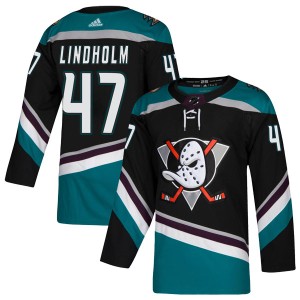 Men's Anaheim Ducks Hampus Lindholm Adidas Authentic Teal Alternate Jersey - Black