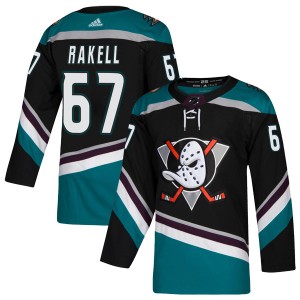 Men's Anaheim Ducks Rickard Rakell Adidas Authentic Teal Alternate Jersey - Black