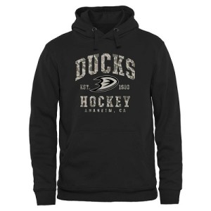 Men's Anaheim Ducks Camo Stack Pullover Hoodie - Black