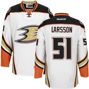 Men's Anaheim Ducks Jacob Larsson Reebok Authentic Away Jersey - White