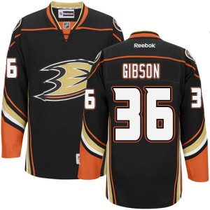 Men's Anaheim Ducks John Gibson Reebok Authentic Home Jersey - Black