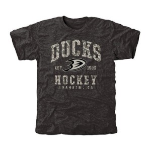 Men's Anaheim Ducks Camo Stack Tri-Blend T-Shirt - Black