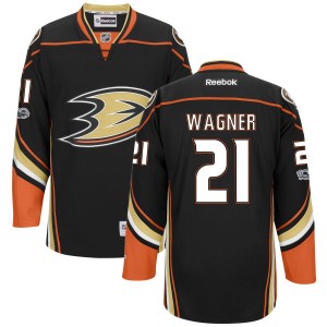 Men's Anaheim Ducks Chris Wagner Reebok Replica Home Centennial Patch Jersey - Black