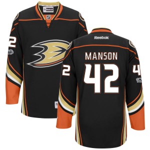 Men's Anaheim Ducks Josh Manson Reebok Replica Home Centennial Patch Jersey - Black