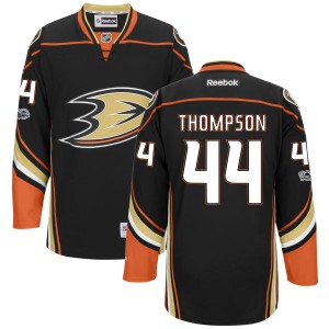 Men's Anaheim Ducks Nate Thompson Reebok Replica Home Centennial Patch Jersey - Black