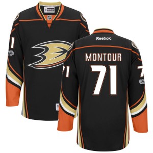 Men's Anaheim Ducks Brandon Montour Reebok Authentic Home Centennial Patch Jersey - Black