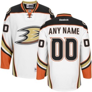 Men's Anaheim Ducks Custom Reebok Authentic ized Away Jersey - White
