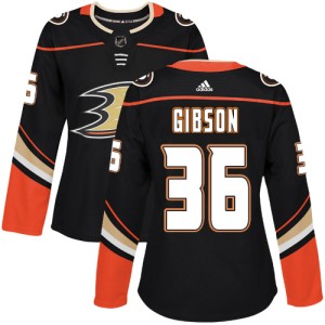 Women's Anaheim Ducks John Gibson Adidas Authentic Home Jersey - Black