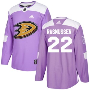 Men's Anaheim Ducks Dennis Rasmussen Adidas Authentic Fights Cancer Practice Jersey - Purple