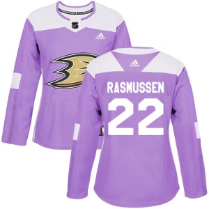 Women's Anaheim Ducks Dennis Rasmussen Adidas Authentic Fights Cancer Practice Jersey - Purple