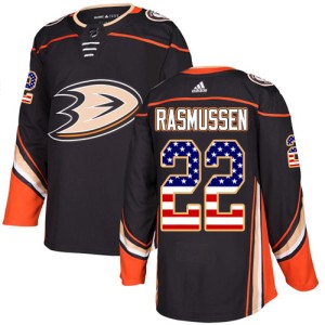 Youth Anaheim Ducks Dennis Rasmussen Adidas Authentic USA Flag Fashion Jersey - Black