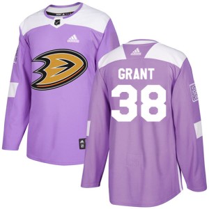 Men's Anaheim Ducks Derek Grant Adidas Authentic Fights Cancer Practice Jersey - Purple