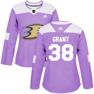Women's Anaheim Ducks Derek Grant Adidas Authentic Fights Cancer Practice Jersey - Purple