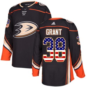 Men's Anaheim Ducks Derek Grant Adidas Authentic USA Flag Fashion Jersey - Black