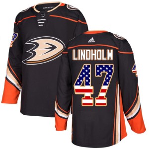 Men's Anaheim Ducks Hampus Lindholm Adidas Authentic USA Flag Fashion Jersey - Black