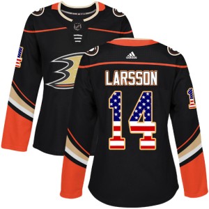 Women's Anaheim Ducks Jacob Larsson Adidas Authentic USA Flag Fashion Jersey - Black
