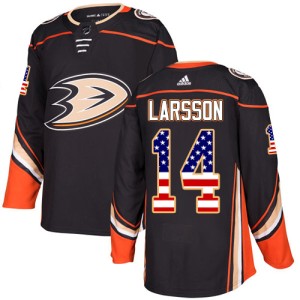 Youth Anaheim Ducks Jacob Larsson Adidas Authentic USA Flag Fashion Jersey - Black