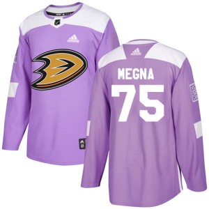 Men's Anaheim Ducks Jaycob Megna Adidas Authentic Fights Cancer Practice Jersey - Purple