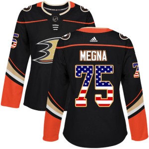 Women's Anaheim Ducks Jaycob Megna Adidas Authentic USA Flag Fashion Jersey - Black