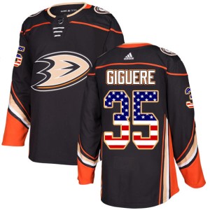 Men's Anaheim Ducks Jean-Sebastien Giguere Adidas Authentic USA Flag Fashion Jersey - Black
