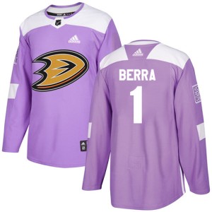 Men's Anaheim Ducks Reto Berra Adidas Authentic Fights Cancer Practice Jersey - Purple