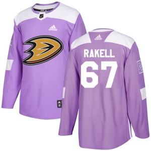Men's Anaheim Ducks Rickard Rakell Adidas Authentic Fights Cancer Practice Jersey - Purple