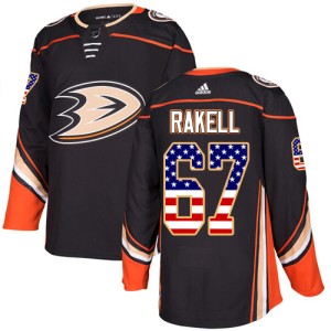 Men's Anaheim Ducks Rickard Rakell Adidas Authentic USA Flag Fashion Jersey - Black