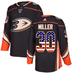 Men's Anaheim Ducks Ryan Miller Adidas Authentic USA Flag Fashion Jersey - Black