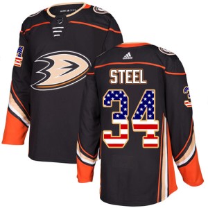 Men's Anaheim Ducks Sam Steel Adidas Authentic USA Flag Fashion Jersey - Black