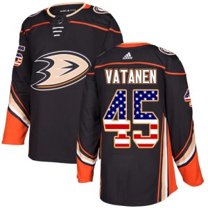 Men's Anaheim Ducks Sami Vatanen Adidas Authentic USA Flag Fashion Jersey - Black