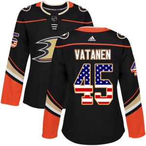 Women's Anaheim Ducks Sami Vatanen Adidas Authentic USA Flag Fashion Jersey - Black